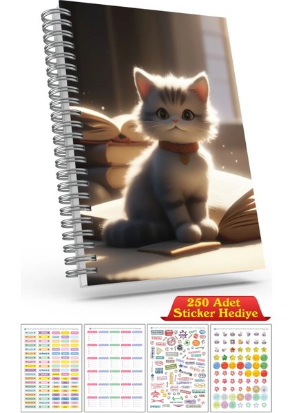 A5 Boyutunda Ajanda Süresiz Haftalık Planlayıcı Defter (250 Adet Sticker Hediyeli)