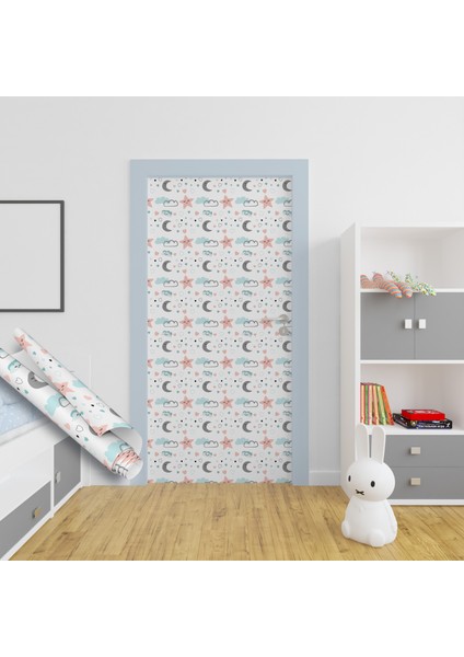 Yıldızlar ve Bulutlar Çocuk Odası Yapışkanlı Folyo, Gökyüzü Bebek Odası Folyosu, Çizgi Film Desenli, Bebek Odası, Çocuk Odaları, Kaplama Folyosu, Yapışkan Folyolar, Sticker, Büyük Ebatlı, Dekoros modelleri