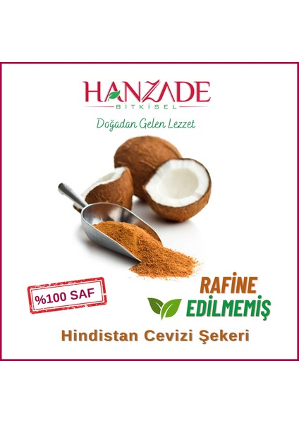 Hanzade Bitkisel Hindistan Cevizi Şekeri 250 gr - Glutensiz, Vegan