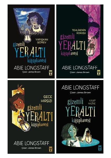 Gizemli Yeraltı Kütüphanesi Yapışkan Görev - Tehlikenin Kokusu - Gece Hırsızı - Kayıp Hazine 4 Kitap - Abie Longstaff