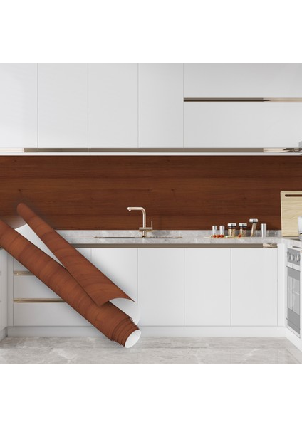 Kiremit Rengi Ahşap Görünümlü Yapışkan Folyo, Su Geçirmez, Isıya Dayanıklı, Banyo, Yatak Odası, Mutfak Için Ev Dekoru, Dolap Yapışkanı, Duvar ve Mobilya Kaplama Folyosu, Büyük Ebatlı Folyolar Dekoros modelleri