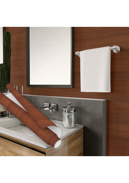 Kiremit Rengi Ahşap Görünümlü Yapışkan Folyo, Su Geçirmez, Isıya Dayanıklı, Banyo, Yatak Odası, Mutfak Için Ev Dekoru, Dolap Yapışkanı, Duvar ve Mobilya Kaplama Folyosu, Büyük Ebatlı Folyolar Dekoros indirimleri