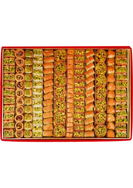 Al Sultan Sweets Karışık Baklava  Kırmızı Kadife Kutusunda 6'lı Lezzet Koleksiyonu 1600 gr