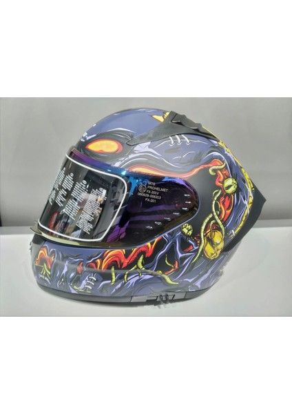 Kask Mts Pro 801 Zombi Güneş Gözlüklü Orange/blue