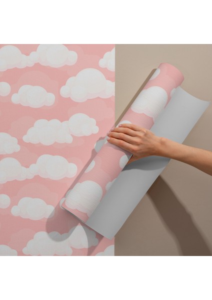 Pembe Arkaplanlı Bulutlar Yapışkanlı Folyo, Çizgi Film Desenli, Bebek Odası, Çocuk Odaları, Kaplama Folyosu, Yapışkan Folyolar, Sticker, Büyük Ebatlı, Dekoros fiyatları