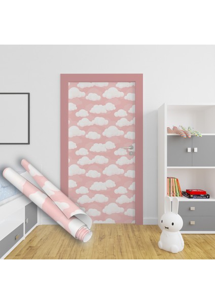 Pembe Arkaplanlı Bulutlar Yapışkanlı Folyo, Çizgi Film Desenli, Bebek Odası, Çocuk Odaları, Kaplama Folyosu, Yapışkan Folyolar, Sticker, Büyük Ebatlı, Dekoros modelleri