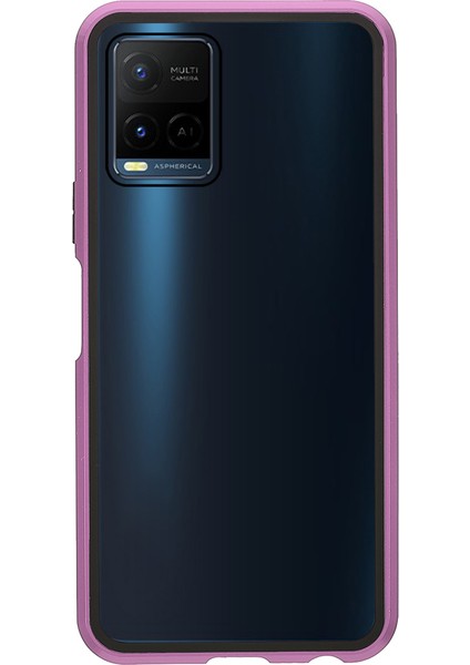 Vivo Y21 Çift Taraflı Temperli Cam + Metal Çerçeve Hibrit Telefon Kasası (Yurt Dışından)