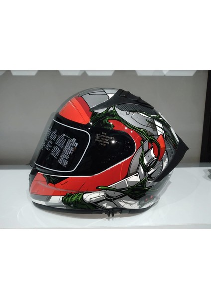 Kask Mts Pro 801 War Güneş Gözlüklü Mat Gri/kırmızı