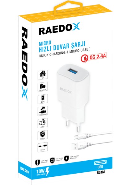 10W 2.4A Micro Duvar Şarjı