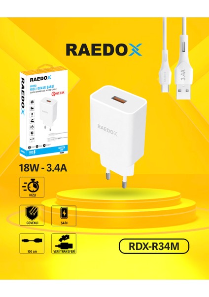 18W 3.4A Micro Duvar Şarjı
