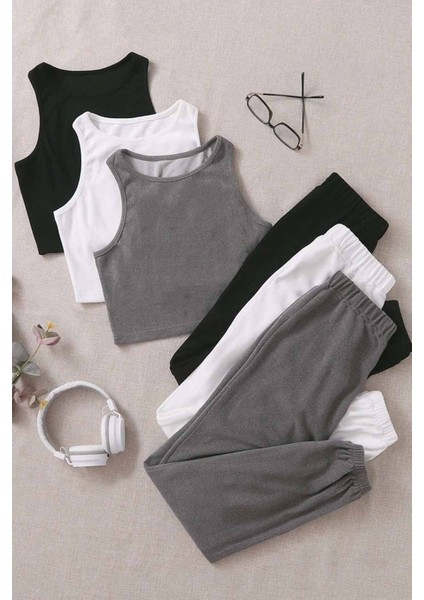 Tek Renk 1 Takım Kolsuz Polarlı Alt Üst Pijama Takımı modelleri