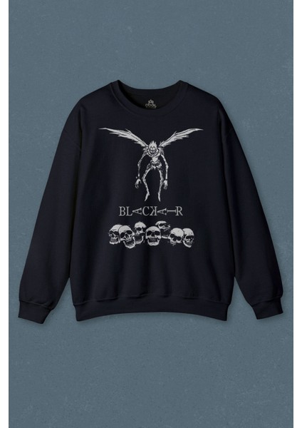 Lacivert Sweatshirt Japon Death Note Black Air Hip Hop Baskılı Unisex Sweat