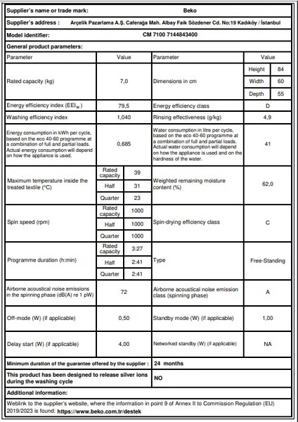 cm 7100 Çamaşır Makinesi