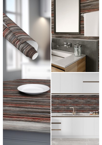Eskitme Ağaç Görünümlü Yapışkanlı Folyo, Su Geçirmez, Isıya Dayanıklı, Banyo, Yatak Odası, Mutfak Için Ev Dekoru, Dolap Yapışkanı, Ahşap Duvar ve Mobilya Çıkartması Dekoros