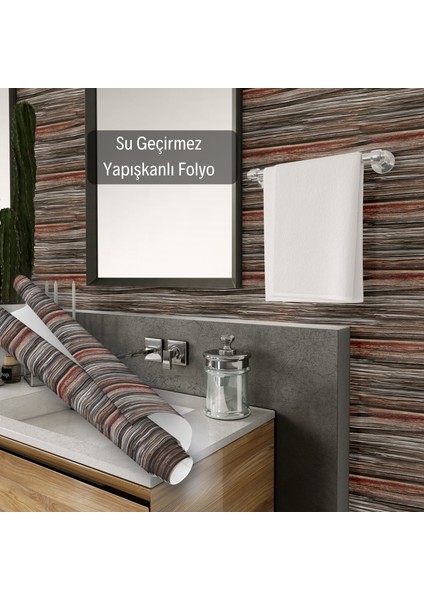 Eskitme Ağaç Görünümlü Yapışkanlı Folyo, Su Geçirmez, Isıya Dayanıklı, Banyo, Yatak Odası, Mutfak Için Ev Dekoru, Dolap Yapışkanı, Ahşap Duvar ve Mobilya Çıkartması Dekoros