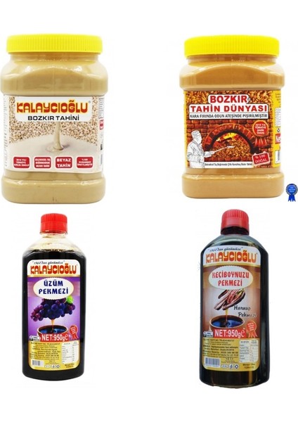 Kalaycıoğlu Bozkır Tahin Dünyası Kavrulmuş (Kapeksiz) 935 -Beyaz Tahin 935 gr -Üzüm ve Keçiboynuz Pekmezi 950GR