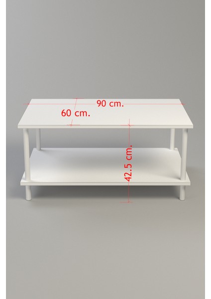 Dikdörgen Orta Sehpa Ahşap Ayaklı Sehpa Iki Raflı Sehpa Dekoratif Sehpa GAZETELIKLI-90*60CM-Safir Meşe