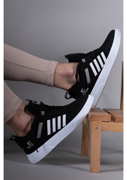 Erkek Sneaker Yastıklı İç Taban ve Düz Taban Özellikleriyle Siyah modelleri