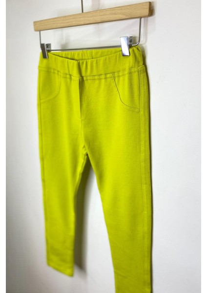 Kız Çocuk 5-14 Yaş Pamuklu Tayt Yağ Yeşili