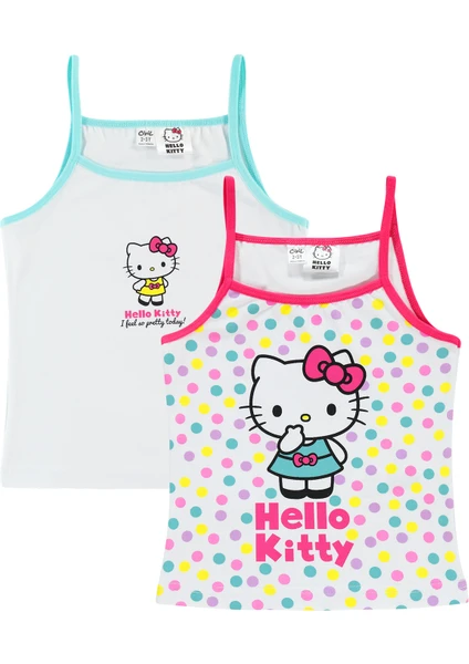 Hello Kitty Kız Çocuk 2'li Atlet Set 2-10 Yaş Beyaz