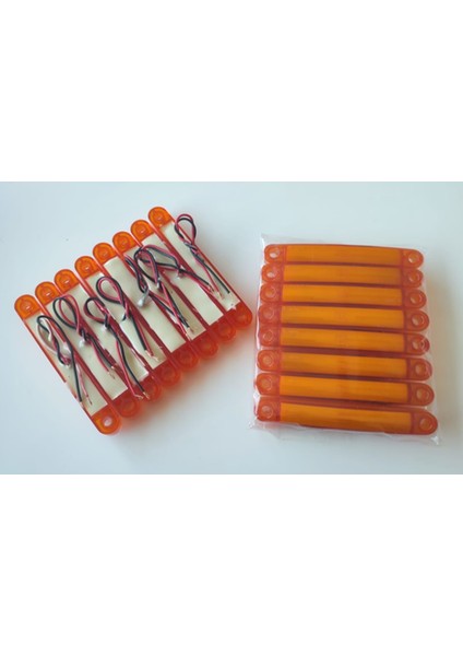 12 Adet Neon Parmak LED Lamba Slim Model Turuncu 12-24 Volt