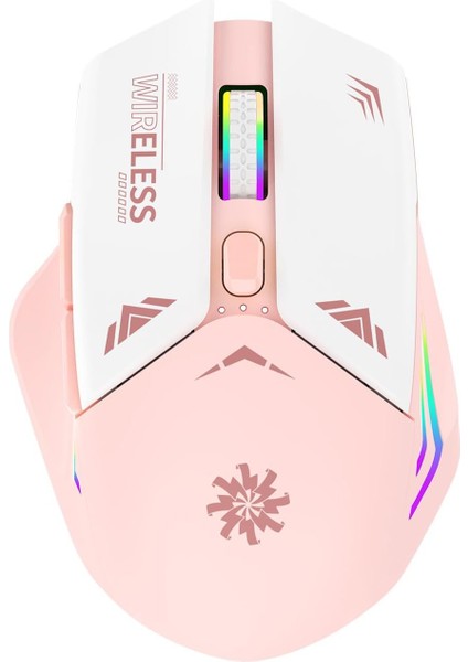 Pembe Rgb Şarjlı Kablosuz 1600DPI Işıklı Kablosuz Mouse Bwm1