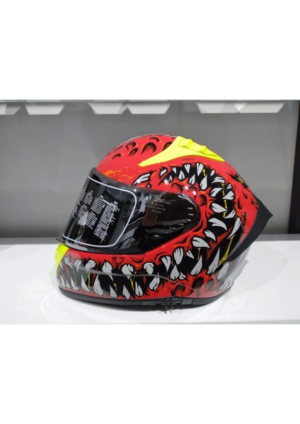 Kask Mts Pro 801 Demon Güneş Gözlüklü Kırmız/sarı