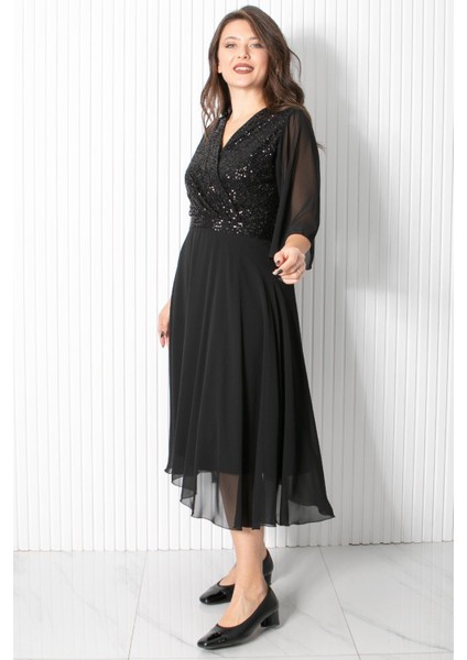 Pul Payet Detaylı Abiye Siyah Fhm910 modelleri