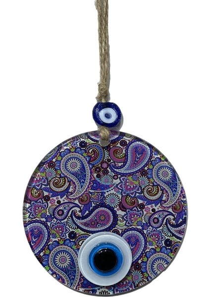 Mandala Desen Mavi Mor Nazar Boncuklu Füzyon Cam El Işçiliği 12 cm Duvar Süsü Nazarlık Hediyelik Eşya fiyatları