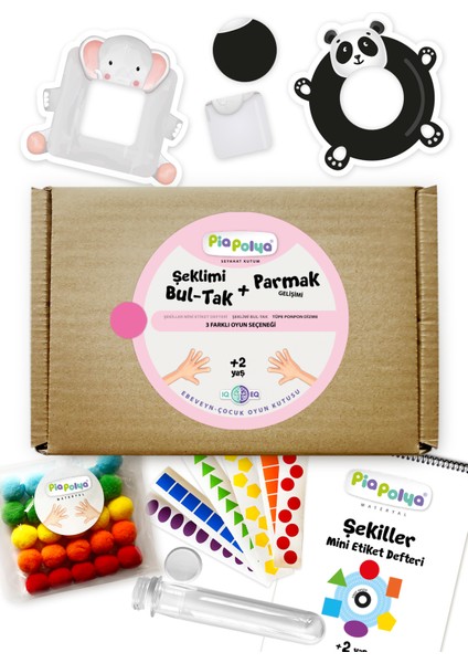 Şeklimi Bul-Tak + Parmak Gelişimi | Şekiller Mini Eti Ket Defteri | Tüpe Pon Pon Dizme