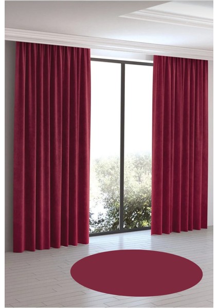 Ada Fon Perde Tek Kanat 1/3 Sık Pile 27-Bordo