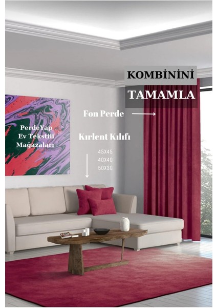 Ada Fon Perde Tek Kanat 1/3 Sık Pile 27-Bordo