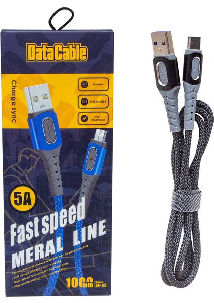 PM-3785 5 Amper Type-C Örgülü Hızlı Şarj Data Kablosu