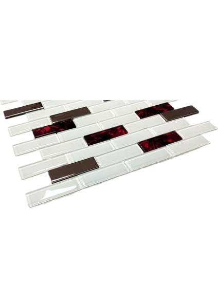 Mutfak Tezgah Arası ve Iç Dekorasyon Için Kristal Cam Mozaik. Cam Ölçüsü: 23X73 Mm. File Ölçüsü: 30X30 cm. ( 1 Koli = 1 m2 Fiyatıdır )