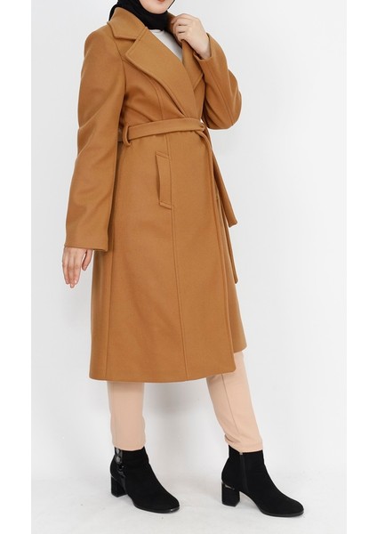 11019 Kaşe Kumaş Beli Bağlamalı Kaban fırsatları