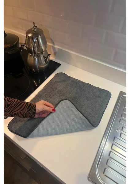 Emir-Ay Mikrofiber Bulaşık Kurulama Matı Gri Renk 36*45 Cm Bulaşık Altlığı Süper Emici modelleri