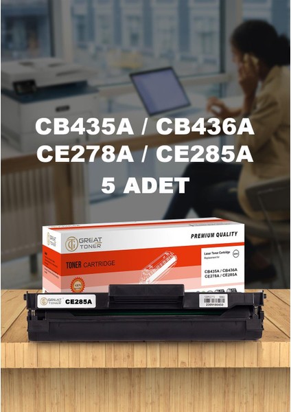  Hp Laserjet P1102, M1132, M1217NFW / CE285A Siyah Uyumlu Muadil Toner 5 Adet