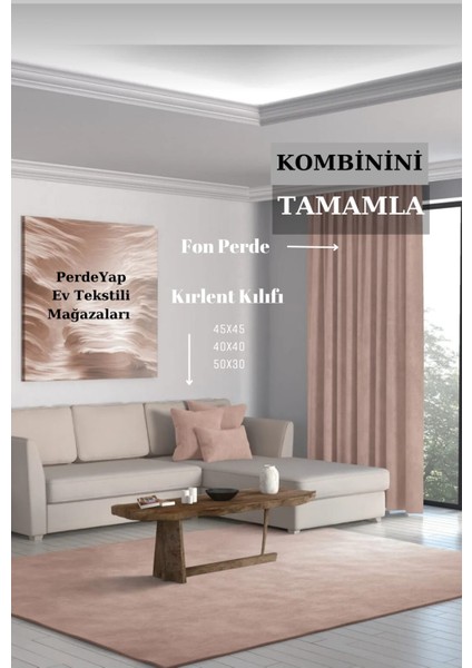 Ada Fon Perde Tek Kanat 1/3 Sık Pile 34-Pudra