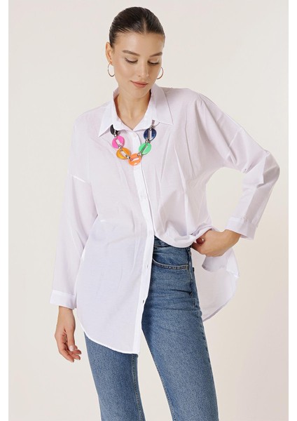 Kolyeli Oversize Tunik Gömlek