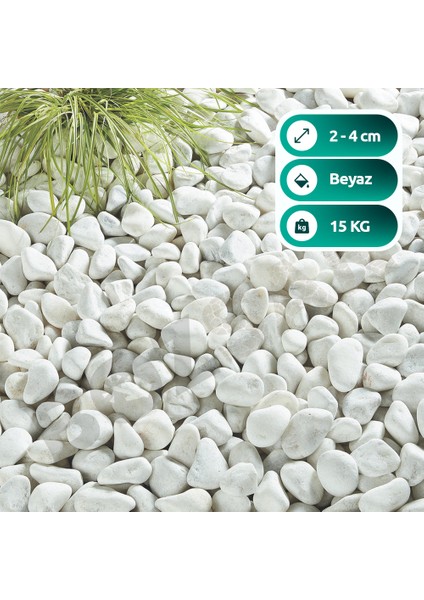 Beyaz Taş 2-4cm Dolomit Taşı Bahçe Süs Akvaryum Taşı Dere Çakıl Taşı 15 kg