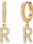 Avekı 18K Zarif Altın Kaplama Açacağı Kübik Zirkon Harf Charm Huggie Hoop Küpeler Harfleri Az 26 Harf Charm Küpeler Kişiselleştirilmiş Minik Dangle Minimalist Ilk Takı Sembolik Hediye (Yurt Dışından) 1