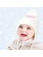 Bebek Kız Beanie Şapka, Bebek Yürüyor Kış Sıcak Örgü Şapka, Küçük Kızlar Için Kış Sıcak Bere Şapka 2 Adet - Beyaz Pembe (Yurt Dışından) 2