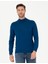 Erkek İndigo Slim Fit Yarım Balıkçı Yaka Yün Karışımlı Basic Triko Kazak 50270055-VR106 1