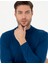 Erkek İndigo Slim Fit Yarım Balıkçı Yaka Yün Karışımlı Basic Triko Kazak 50270055-VR106 2