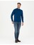 Erkek İndigo Slim Fit Yarım Balıkçı Yaka Yün Karışımlı Basic Triko Kazak 50270055-VR106 4