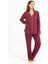 Vs Bayan Desenli Pamuk Saten U.kol Pijama Takım Bordo/yıldız Desenli 2