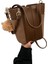 Kadınların Yeni Kore Tarzı Retro Moda Dikey Çizgili Süet Omuz Crossbody Çanta (Yurt Dışından) 1