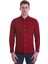 Bordo Slim Fit Düz 100% Pamuklu Düğmeli Yaka Uzun Kollu Klasik Gömlek 1
