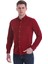 Bordo Slim Fit Düz 100% Pamuklu Düğmeli Yaka Uzun Kollu Klasik Gömlek 3