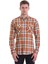 Turuncu Slim Fit Kareli 100% Pamuklu Düğmeli Yaka Uzun Kollu Casual Gömlek 1